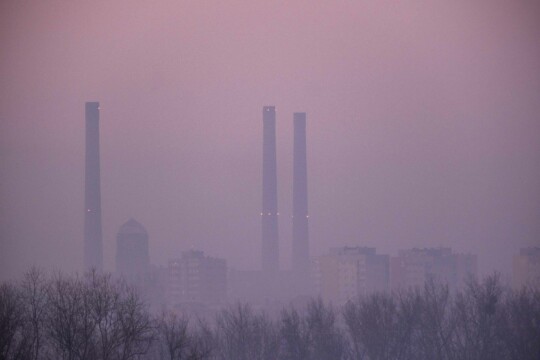 Elektrociepłownia Szombierki o zachodzie słońca